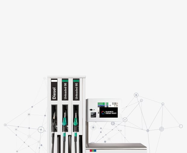 SK700-II dispenser on a connectivity background